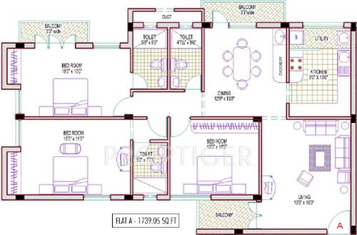 Shree Ayshwarya Prapancha (3BHK+3T (1,739 sq ft) 1739 sq ft)