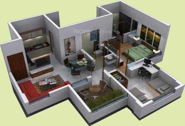 Viva Sarovar (2BHK+2T (852 sq ft) 852 sq ft)