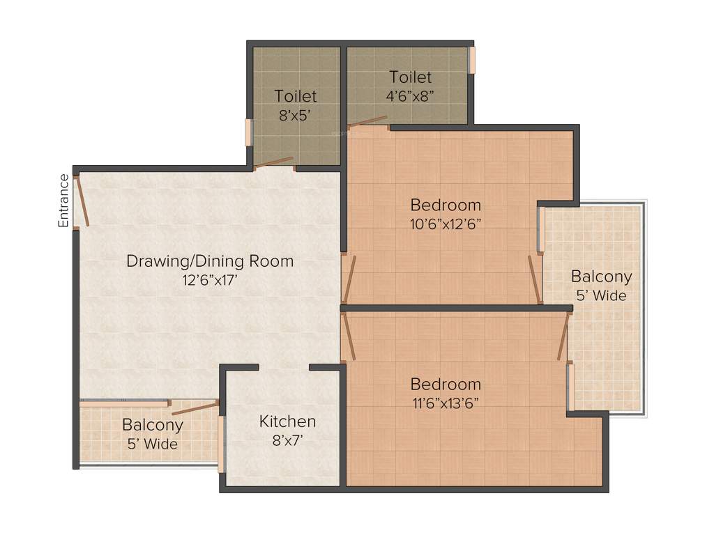 Supertech Livingston (2BHK+2T (1,050 sq ft) 1050 sq ft)