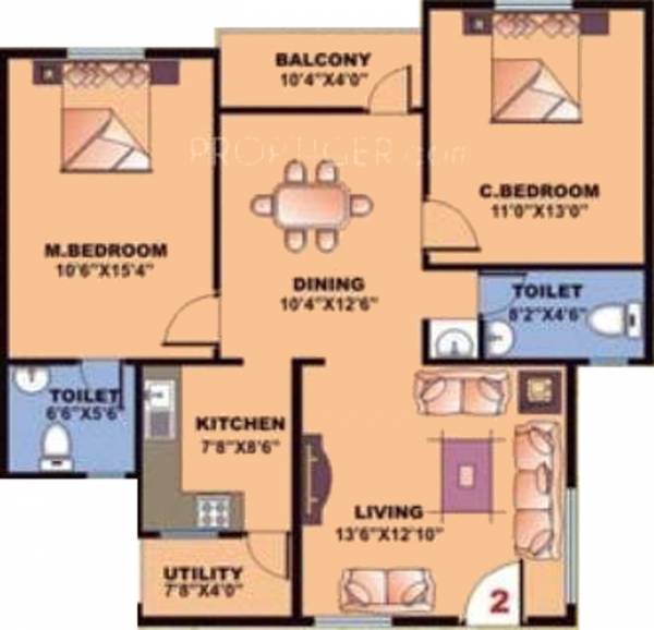 Star SLV Sunshine (2BHK+2T (1,116 sq ft) 1116 sq ft)