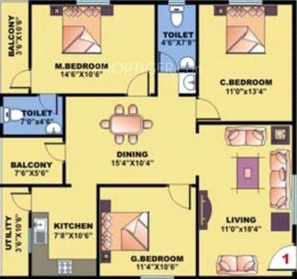 Star SLV Sunshine (3BHK+2T (1,400 sq ft) 1400 sq ft)