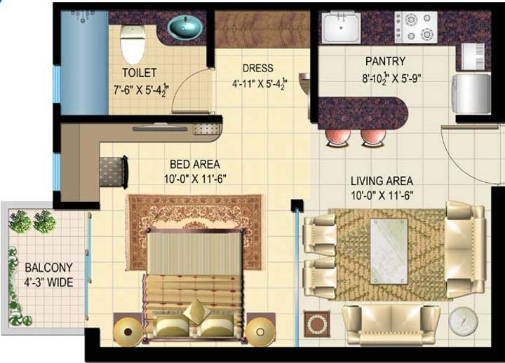 Rishabh Studio9 Tower (1BHK+1T (690 sq ft) 690 sq ft)