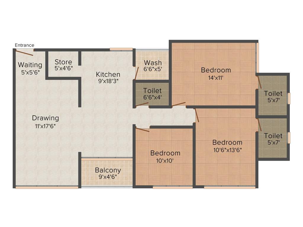 Dharmaja Shivesh 182 (3BHK+3T (1,755 sq ft) 1755 sq ft)