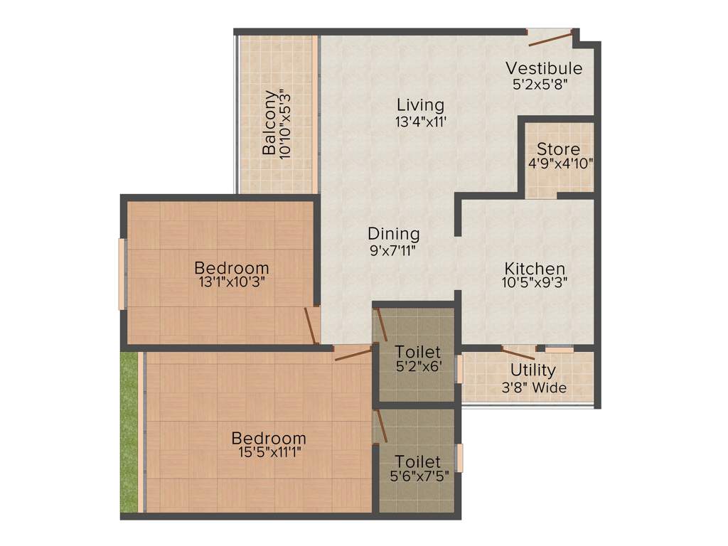 Chanchal Saransh Ambience (2BHK+2T (1,377 sq ft) 1377 sq ft)