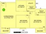 Pegasus Soorya Golden Gate Floor Plan (2BHK+2T (1,190 sq ft) 1190 sq ft)