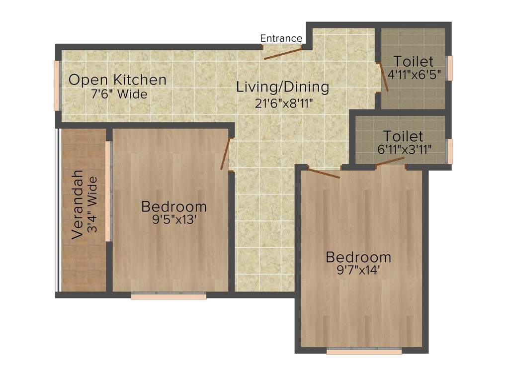 Unique Pearl (2BHK+2T (1,000 sq ft) 1000 sq ft)