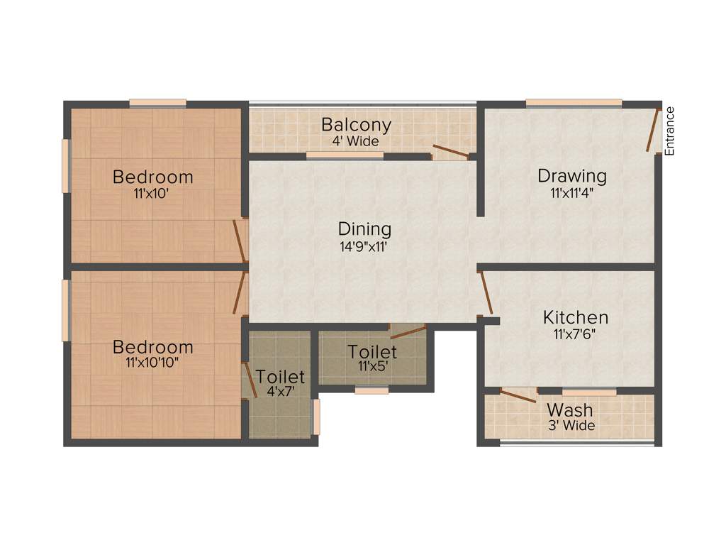  Balaji Towers (2BHK+2T (1,022 sq ft) 1022 sq ft)