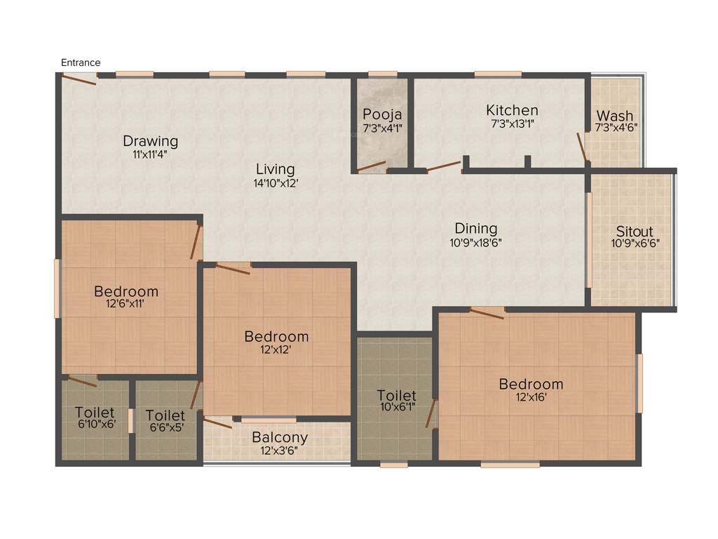  Balaji Towers (3BHK+3T (1,850 sq ft) 1850 sq ft)