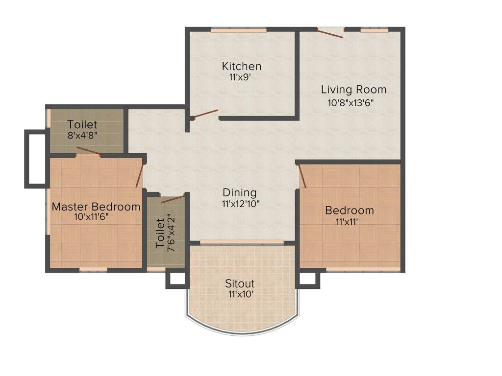 Saket Sriyam (2BHK+2T (1,241 sq ft) 1241 sq ft)