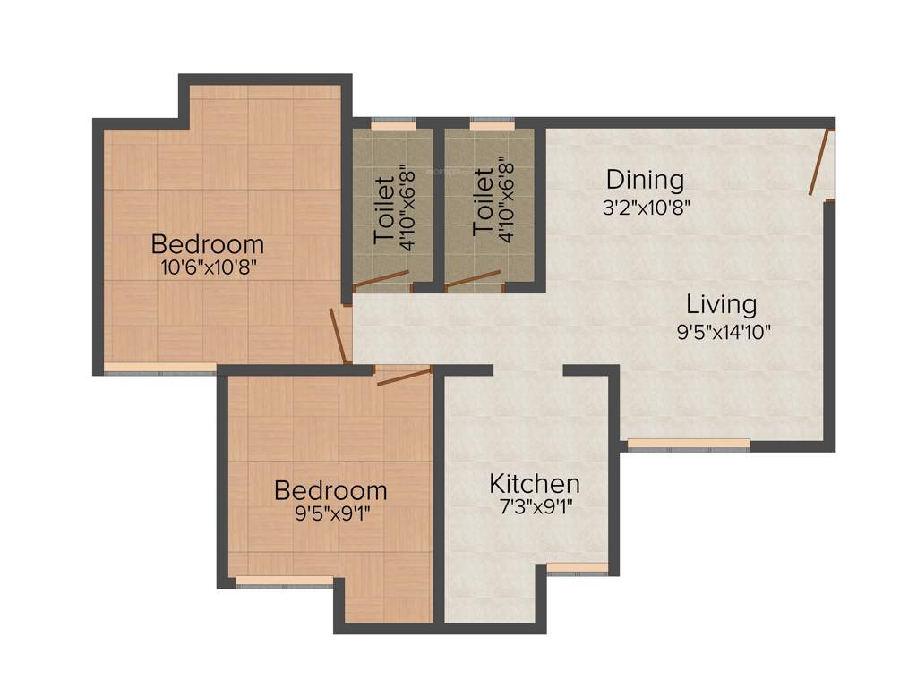 Haware Haware Citi (2BHK+2T (902 sq ft) 902 sq ft)