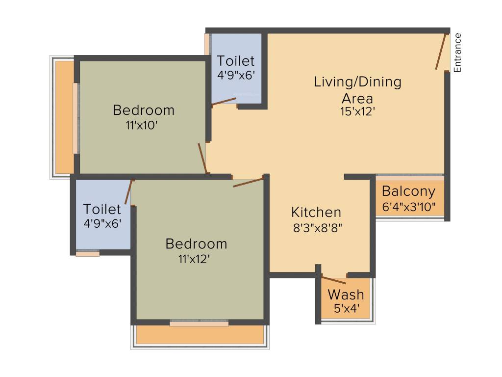 Poddar Palm Greens (2BHK+2T (1,064 sq ft) 1064 sq ft)