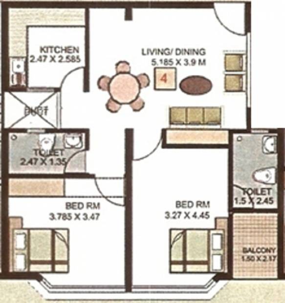 Jai Bhuvan HSR Trinity (2BHK+2T (1,060 sq ft) 1060 sq ft)