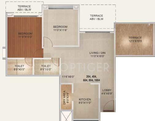Kolte Patil Langston (2BHK+2T (1,162 sq ft) 1162 sq ft)