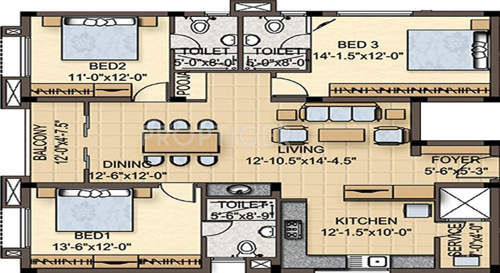 Romaa Parradise (3BHK+3T (1,732 sq ft) 1732 sq ft)
