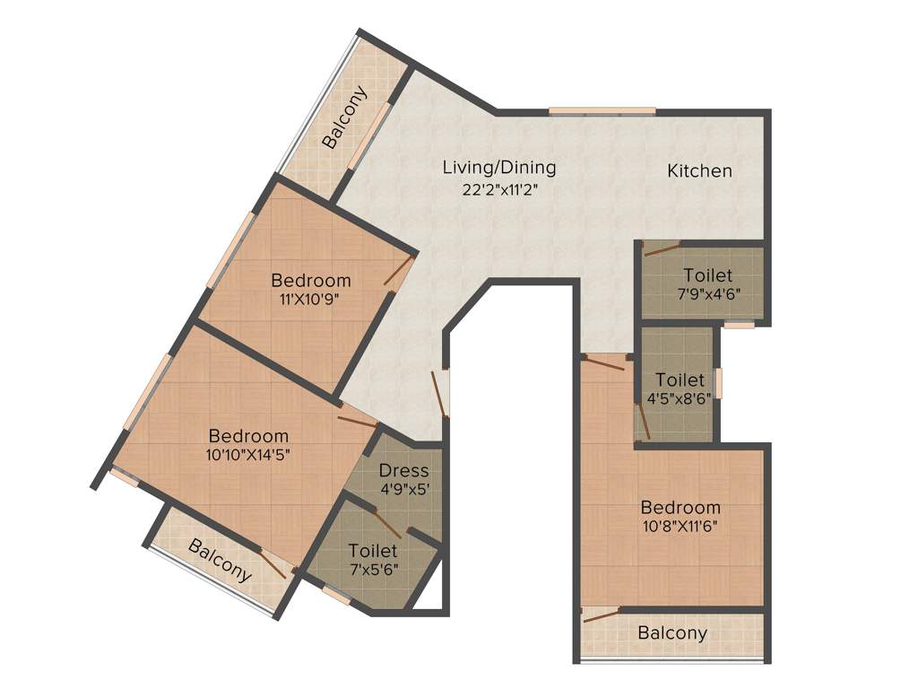 Mounthill Breeze (3BHK+3T (1,672 sq ft) 1672 sq ft)