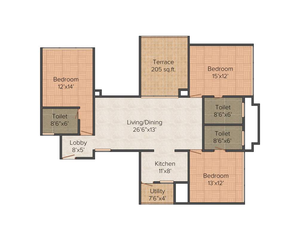 Marvel Albero (3BHK+3T (1,770 sq ft) 1770 sq ft)