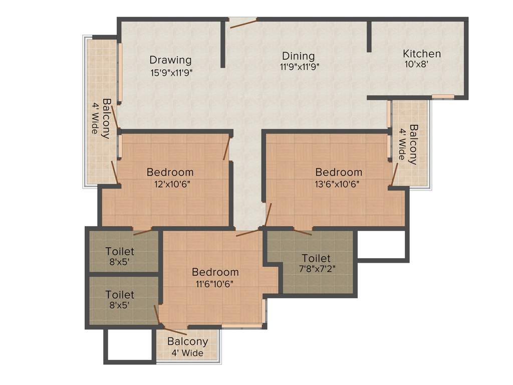 Parsvnath Paramount (3BHK+3T (1,715 sq ft) 1715 sq ft)