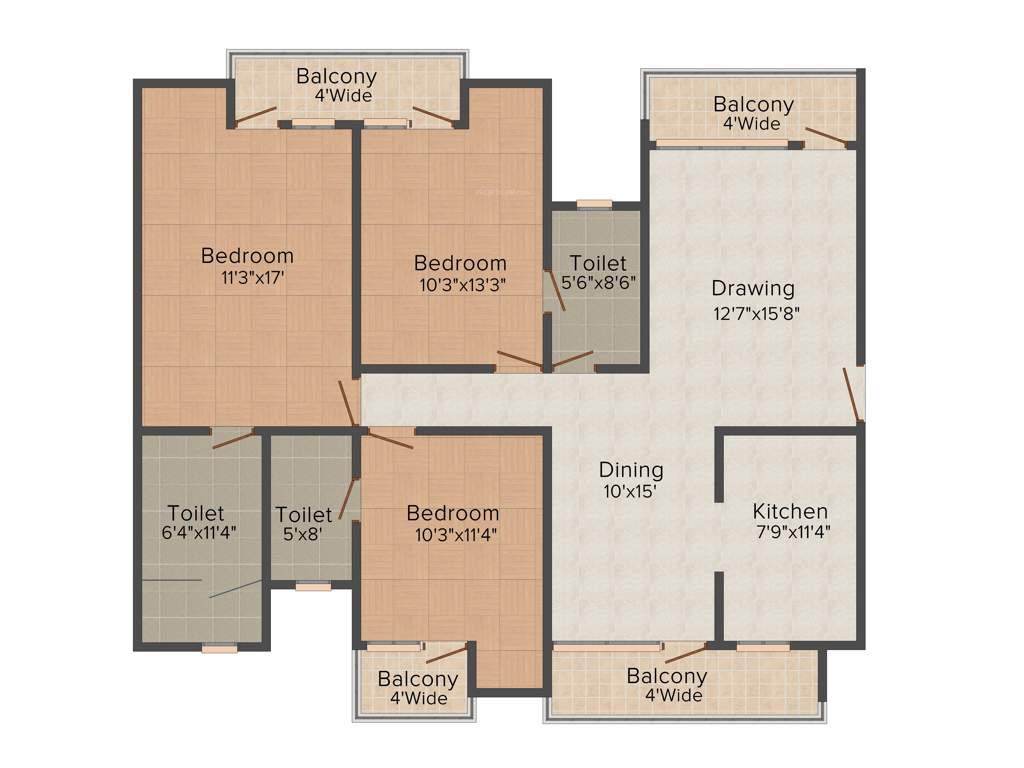 Parsvnath Paramount (3BHK+3T (1,942 sq ft) 1942 sq ft)