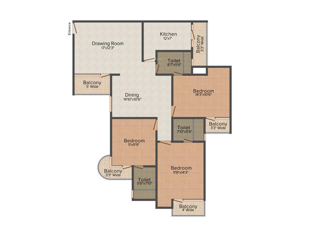 Parsvnath Sterling (3BHK+3T (1,620 sq ft) 1620 sq ft)