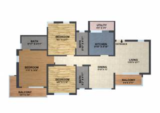 Mahindra Aqualily (3BHK+3T (1,595 sq ft) 1595 sq ft) Mahindra Aqualily (3BHK+3T (1,595 sq ft) 1595 sq ft)