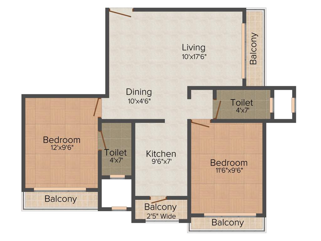 RNA NG Suncity Phase III (2BHK+2T (1,050 sq ft) 1050 sq ft)