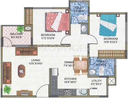 Nandi Housing Retreat (2BHK+2T (1,030 sq ft) 1030 sq ft)