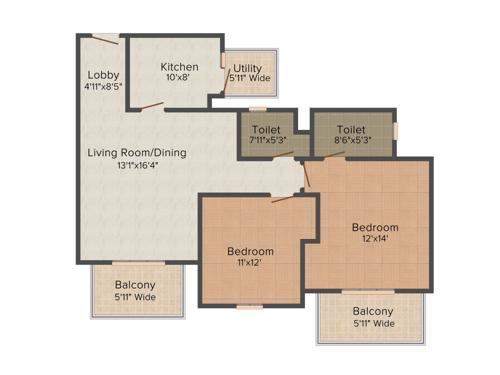 Paras Irene (2BHK+2T (1,420 sq ft) 1420 sq ft)