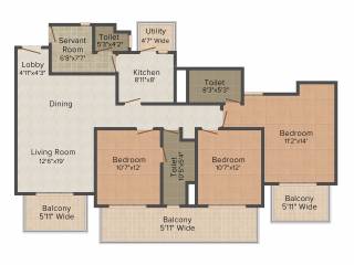 Paras Irene (3BHK+2T (1,830 sq ft) + Servant Room 1830 sq ft)