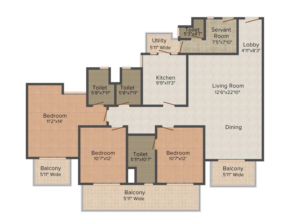 Paras Irene (3BHK+3T (2,150 sq ft) + Servant Room 2150 sq ft)