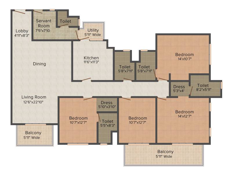 Paras Irene (4BHK+4T (2,525 sq ft) + Servant Room 2525 sq ft)