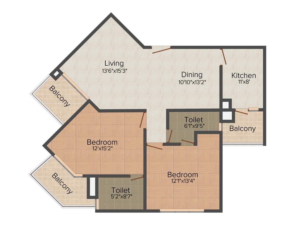 Bestech Park View Residences (2BHK+2T (1,395 sq ft) 1395 sq ft)