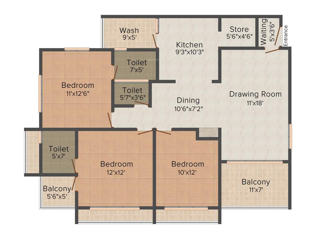 Galaxy Paras Galaxy (3BHK+3T (1,575 sq ft)   Pooja Room 1575 sq ft)