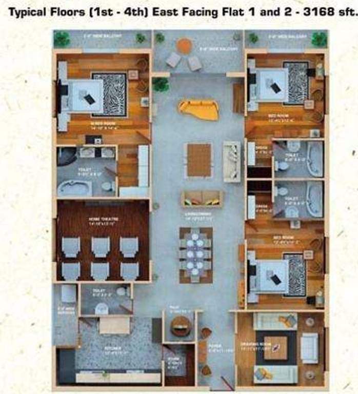 Pavani Palazzo (3BHK+3T (3,168 sq ft) 3168 sq ft)