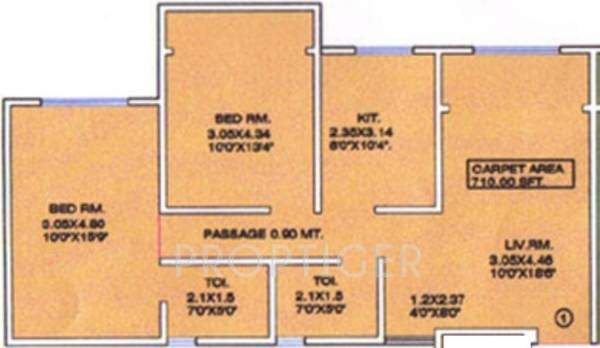 GHP Sheldon (2BHK+2T (710 sq ft) 0 sq ft)