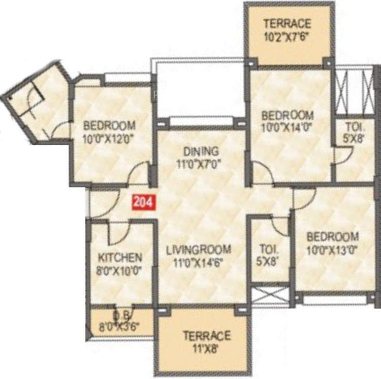 Trimurti Eternal Exotica (3BHK+3T (1,509 sq ft) 1509 sq ft)