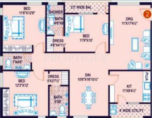 Jubilee Surya (3BHK+3T (1,569 sq ft) 1569 sq ft) Jubilee Surya (3BHK+3T (1,569 sq ft) 1569 sq ft)