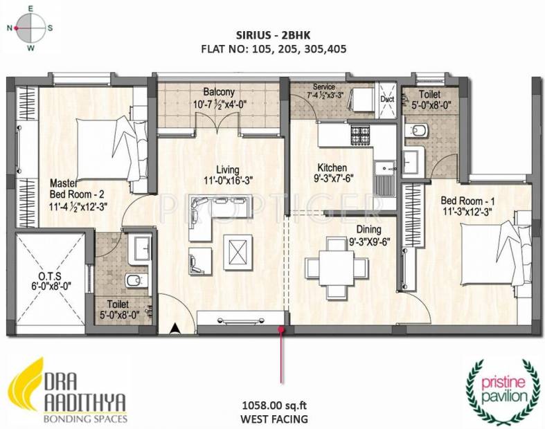 DRA Pristine Pavilion (2BHK+2T (1,058 sq ft) 1058 sq ft)