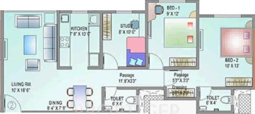 Chandak Harmony (3BHK+2T (1,225 sq ft) 1225 sq ft)