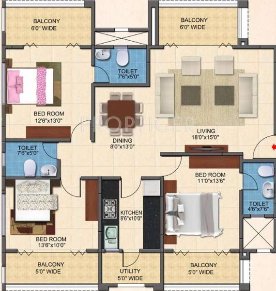 Kolte Patil Whispering Meadows (3BHK+3T (1,887 sq ft) 1887 sq ft)