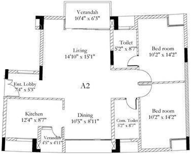 Hiland Lake Town Lake Residences (2BHK+2T (1,428 sq ft) 1428 sq ft)