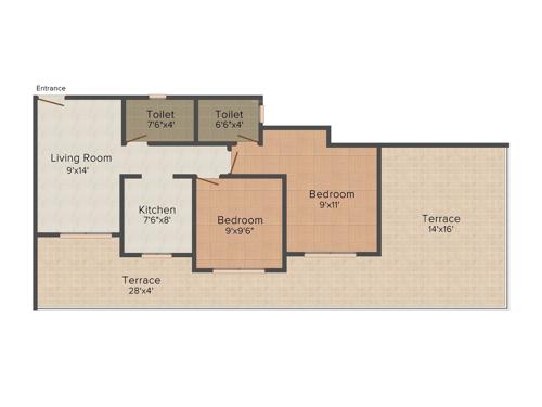 Tirupati Kasturi Vandana (2BHK+2T (850 sq ft) 850 sq ft)