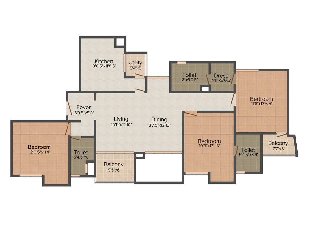 Akshaya Metropolis (3BHK+2T (1,712 sq ft) 1712 sq ft)