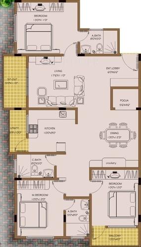 Habitat Cedar (3BHK+3T (1,550 sq ft) Pooja Room 1550 sq ft) Habitat Cedar (3BHK+3T (1,550 sq ft) Pooja Room 1550 sq ft)