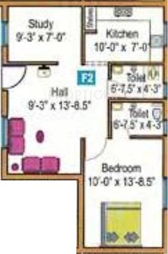 SAP Venkat Raghav (1BHK+2T (670 sq ft)   Study Room 670 sq ft)