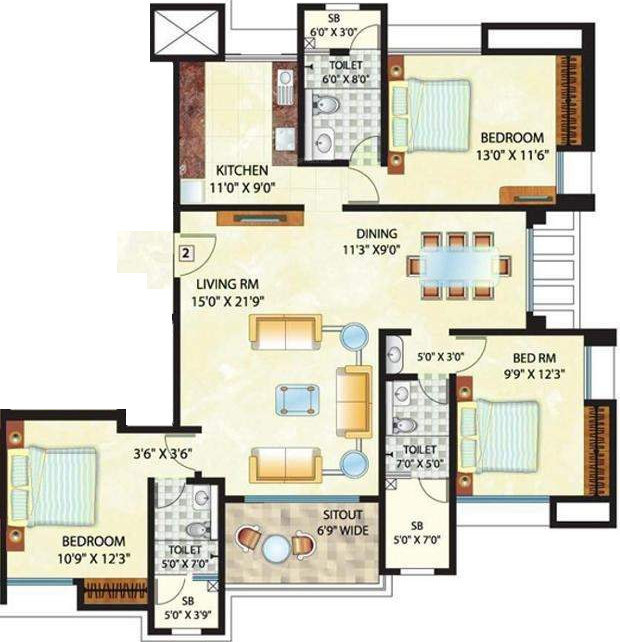 Nandivardhan Oasis Royale (3BHK+3T (1,284 sq ft) 1284 sq ft) Nandivardhan Oasis Royale (3BHK+3T (1,284 sq ft) 1284 sq ft)