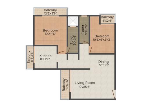 Ostwal Ostwal Pride (2BHK+2T (1,045 sq ft) 1045 sq ft)