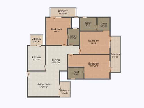 Corona Optus (3BHK+3T (1,720 sq ft) 1720 sq ft)