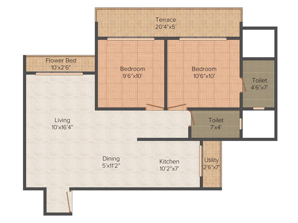 Life Group Reva Residency 2BHK+3T (1,092 sq ft)