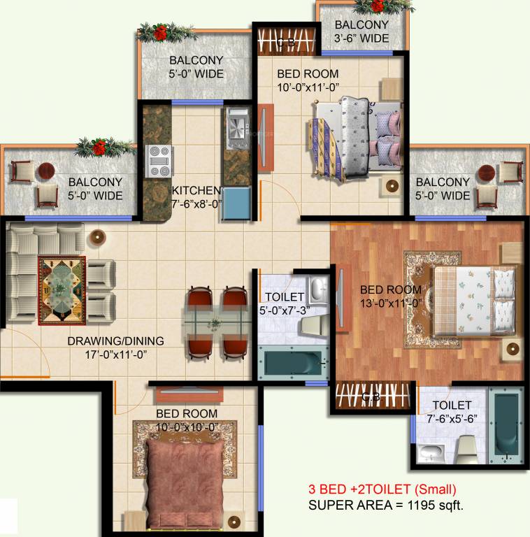 NewTech La Galaxia (3BHK+2T (1,195 sq ft) 1195 sq ft)