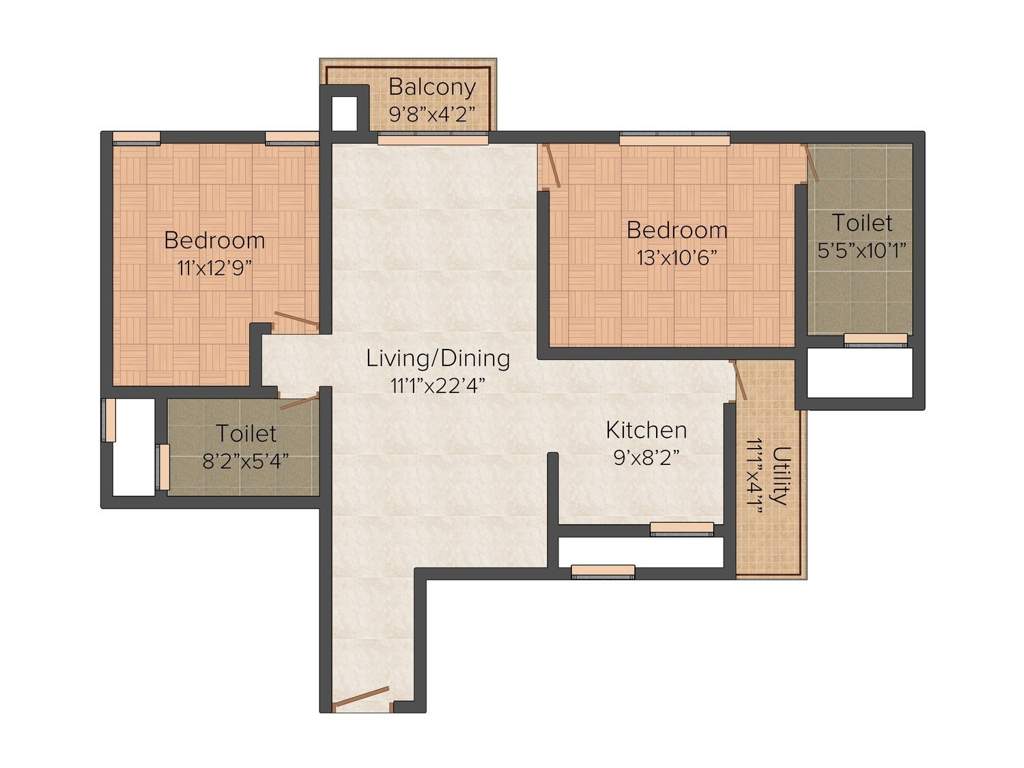 Kristal Selenite (2BHK+2T (1,055 sq ft) 1055 sq ft)